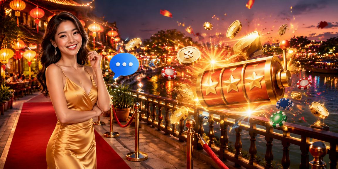 Cảnh chơi slot game về đêm tại Hà Nội